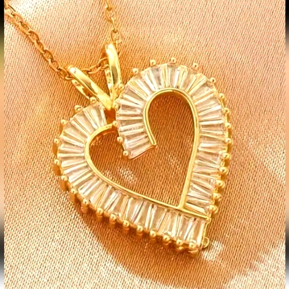 YELLOW GOLD / STERLING HEART PENDANT/TOPAZ - Picture 1 of 3